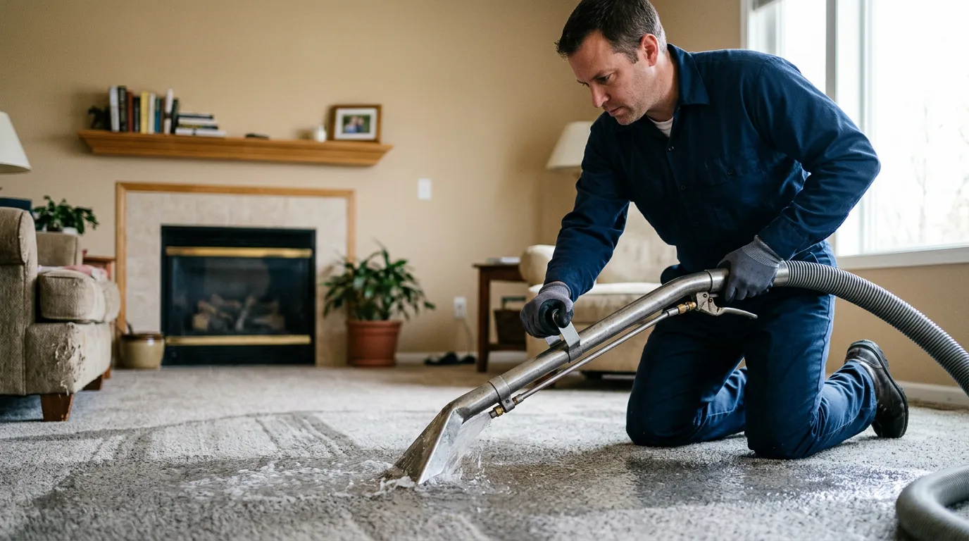 Water damage restoration technician working near Springville, IN